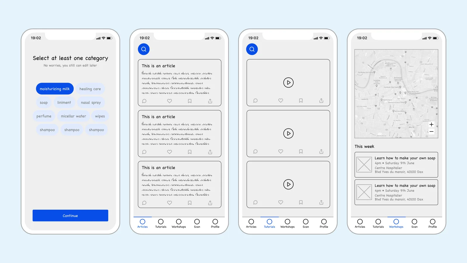 Low-fidelity wireframes